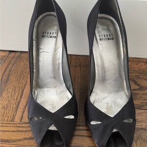 Stuart Weitzman Black Open Toe Heels
